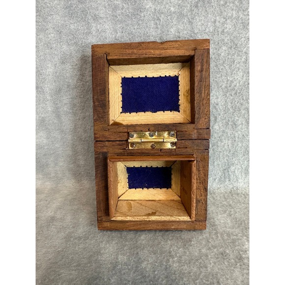Hand Carved Wooden Jewelry Box Trinket Keepsake Small Box Primitive Rustic India - Picture 6 of 15